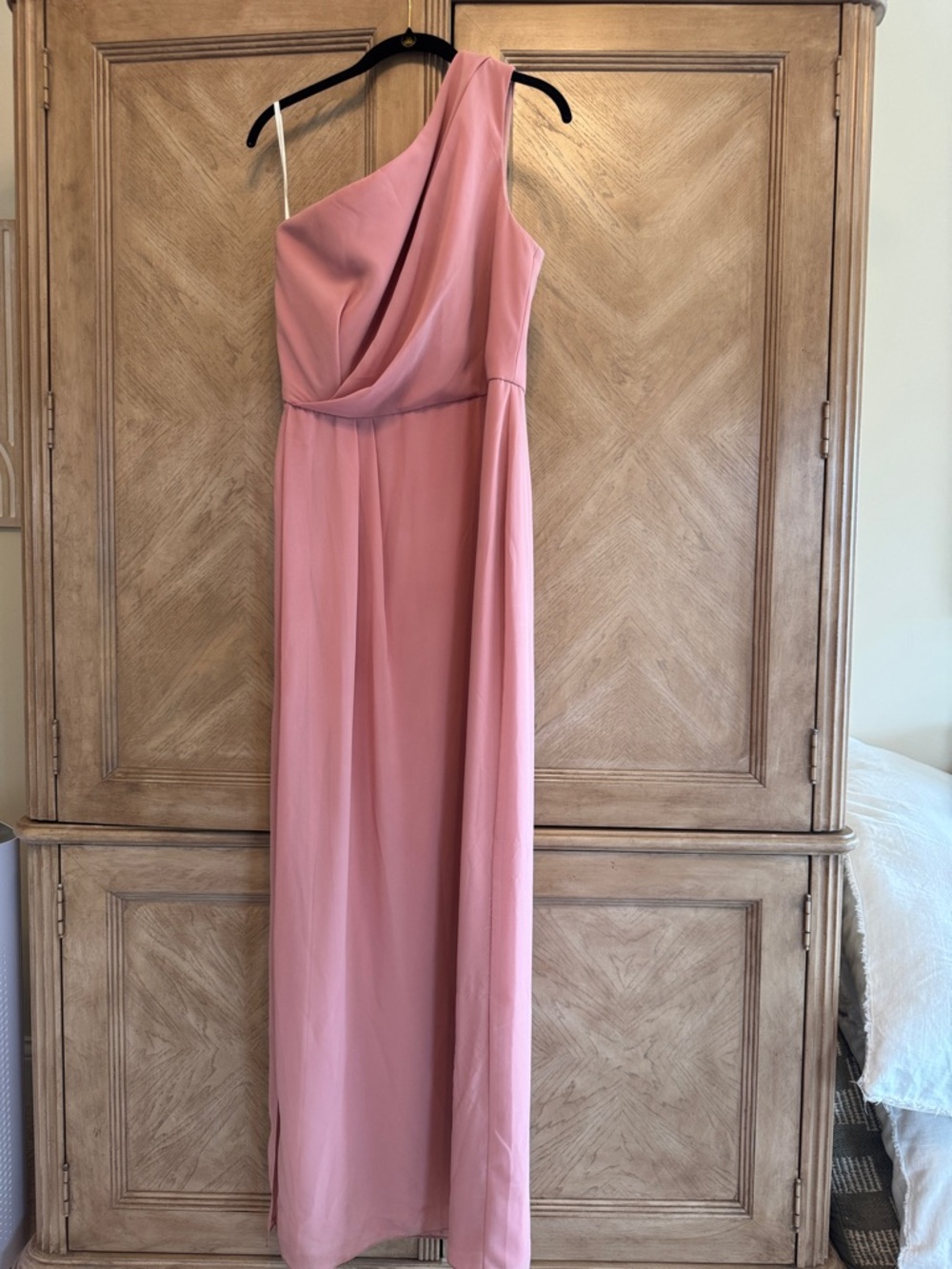 Social Bridesmaids Dusty Rose One-Shoulder Maxi Dress